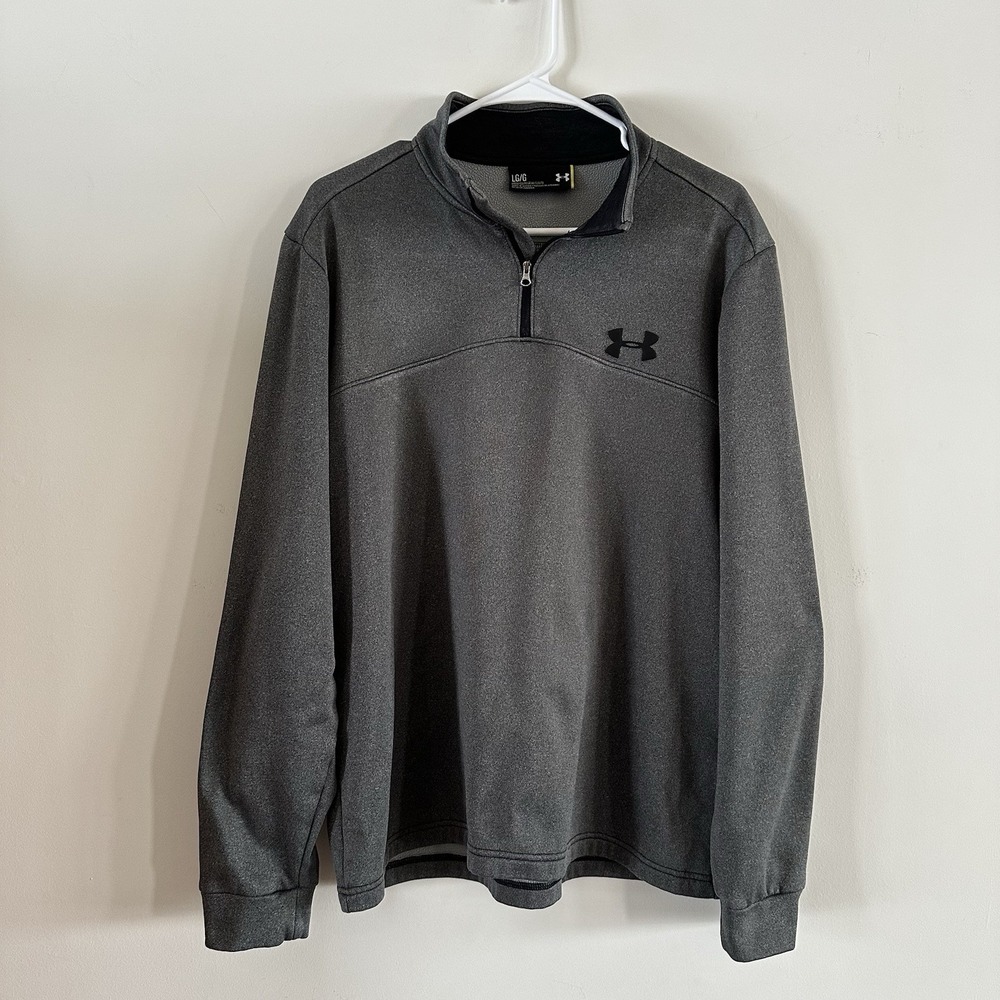 Under Armour Sweatshirt Mens Large Gray ColdGear Quarter Zip Fleece Pullover‎